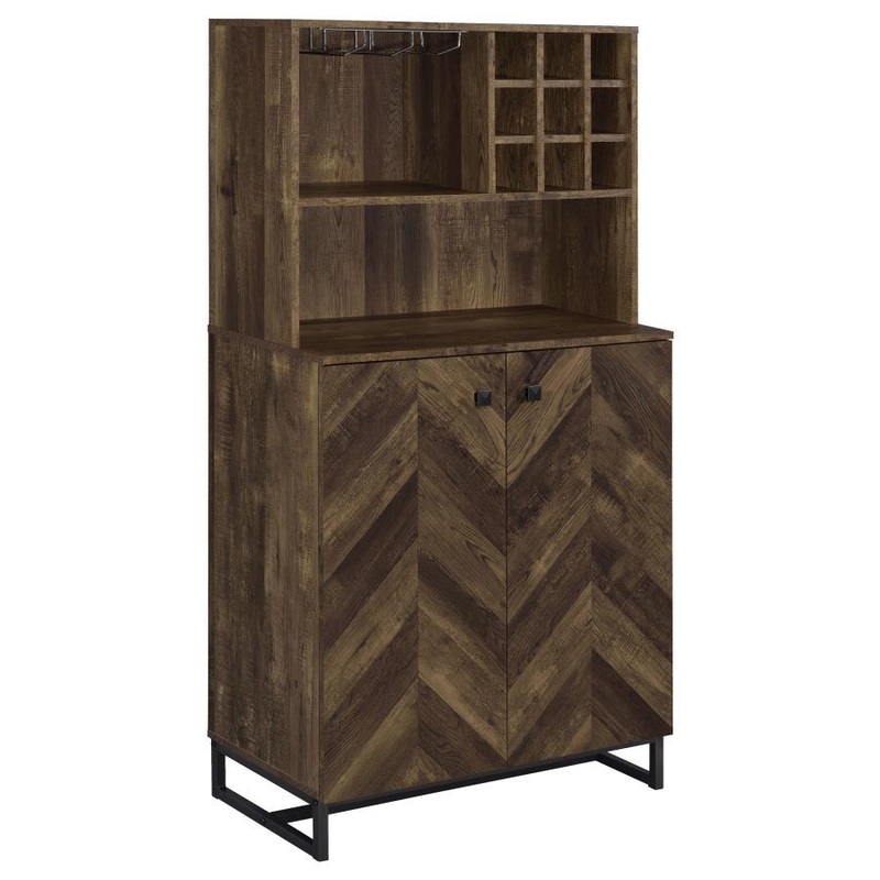 Mendoza – 2 Door Home Bar Cabinet Wine Storage – Rustic Oak
