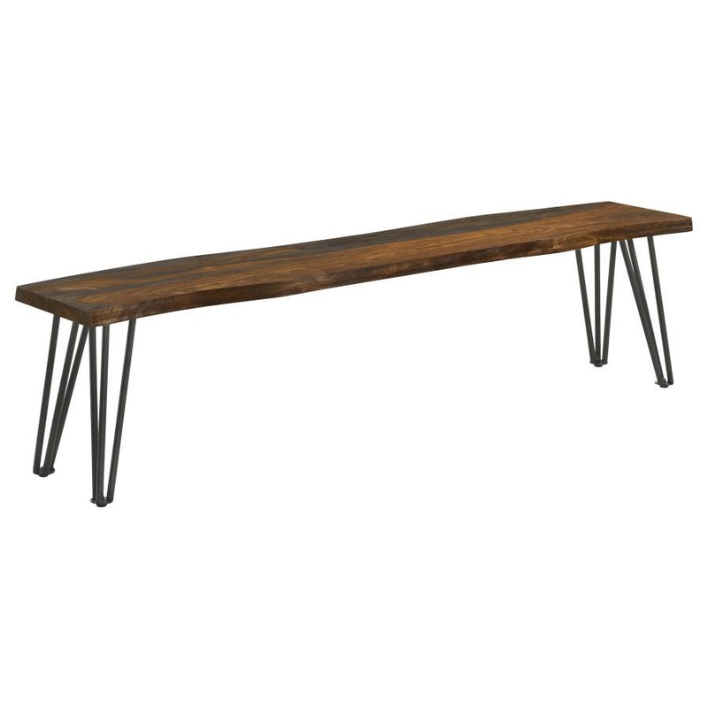 Neve – Live Edge Wood Dining Bench Hairpin Legs – Gray Sheesham