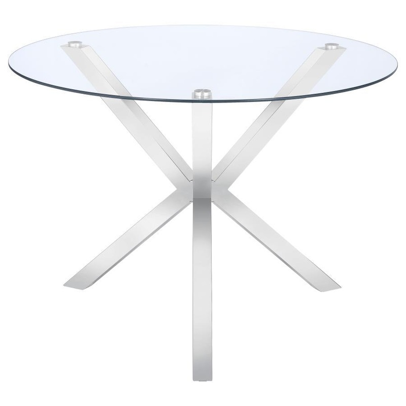 Vance – Round Glass Top Asterisk Dining Table – Chrome