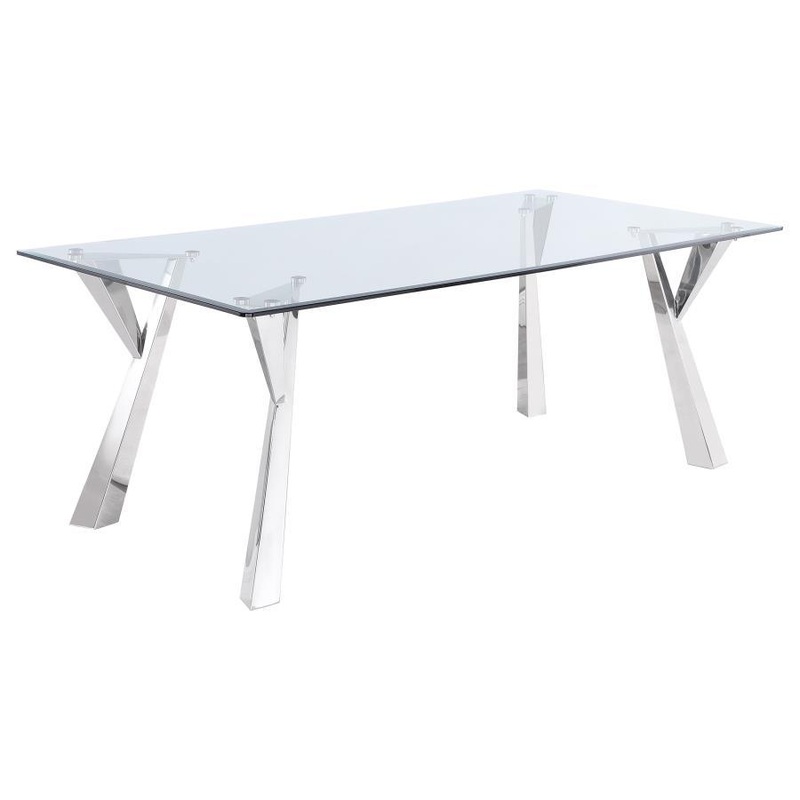 Alaia – Rectangular Glass Top Dining Table – Chrome