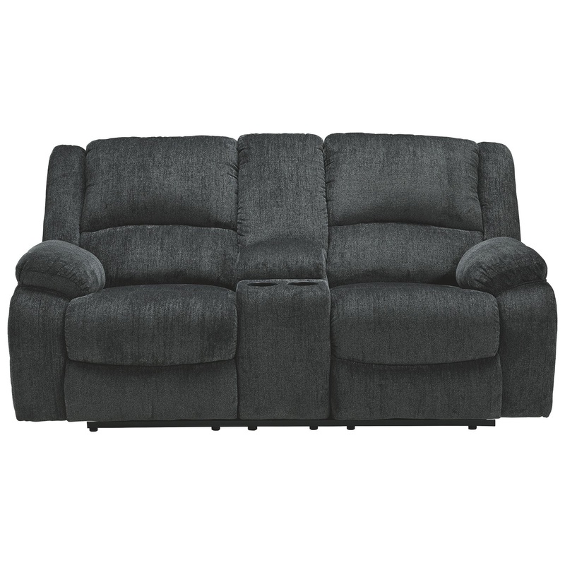 Draycoll – Reclining Loveseat|Dark Gray|Manual Reclining|Power Reclining