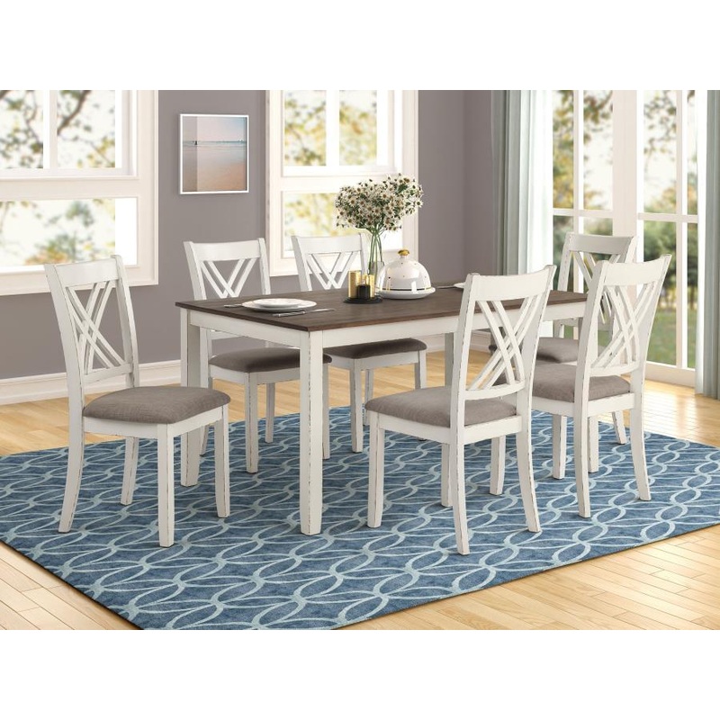 Fortress – 7 Piece Rectangular Dining Set – Vintage Vanilla