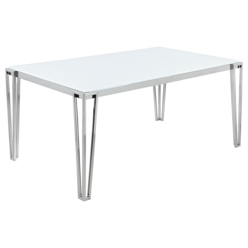 Pauline – Rectangular Glass Top Dining Table – Chrome