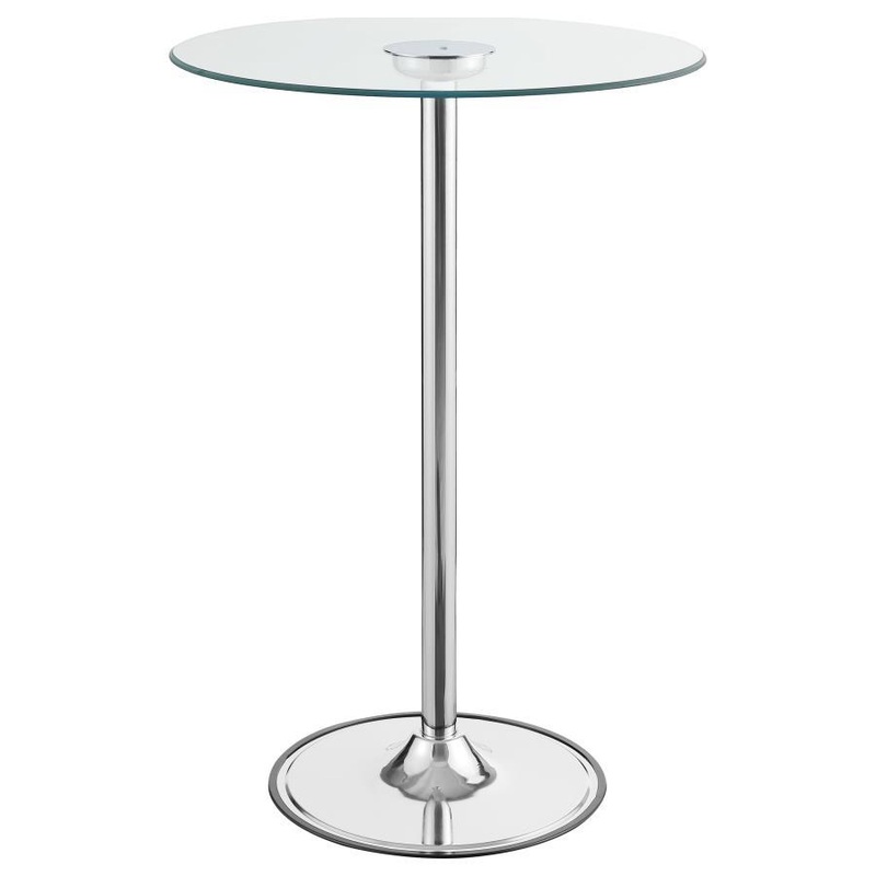 Thea – Round Glass Top LED Bistro Bar Table – Chrome
