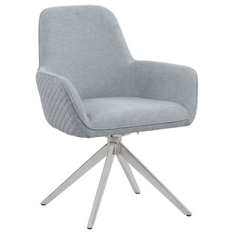 Abby – Fabric Upholstered Swivel Dining Arm Chair – Light Gray