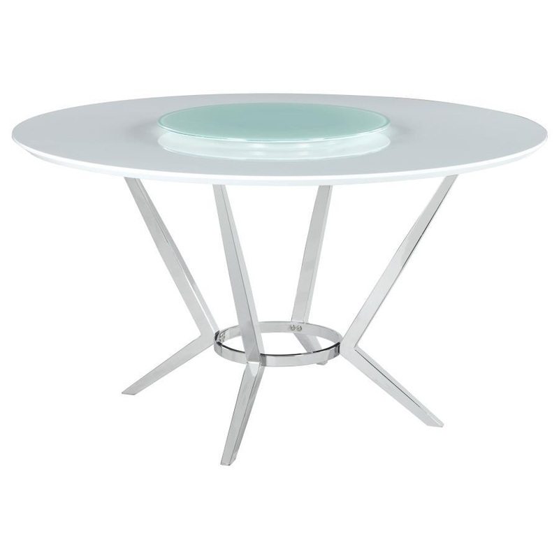 Abby – Round Lazy Susan Dining Table – White High Gloss