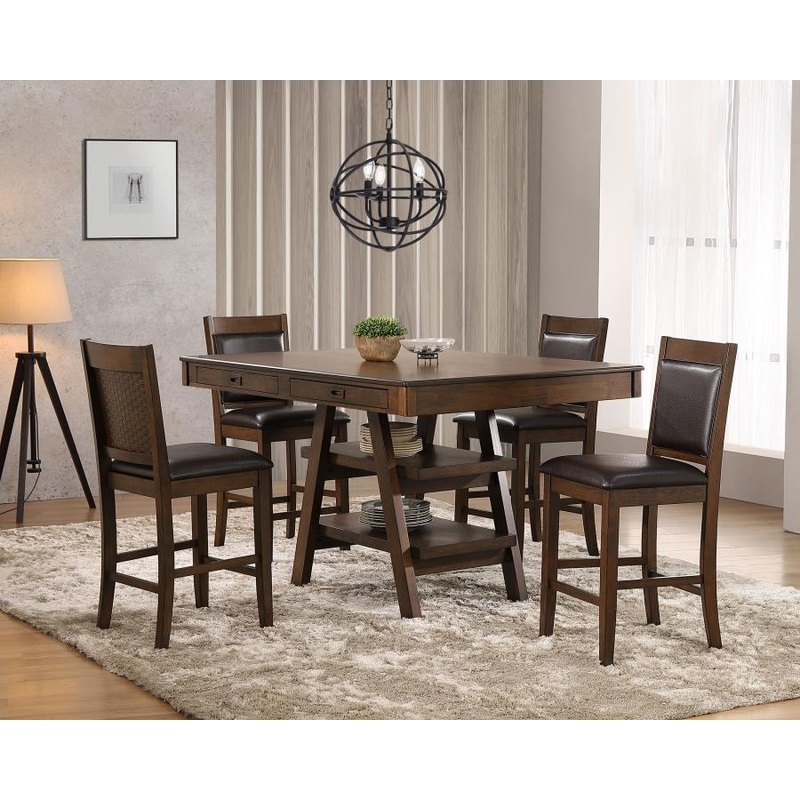 Dewey – 5 Piece Rectangular Dining Table Set – Walnut
