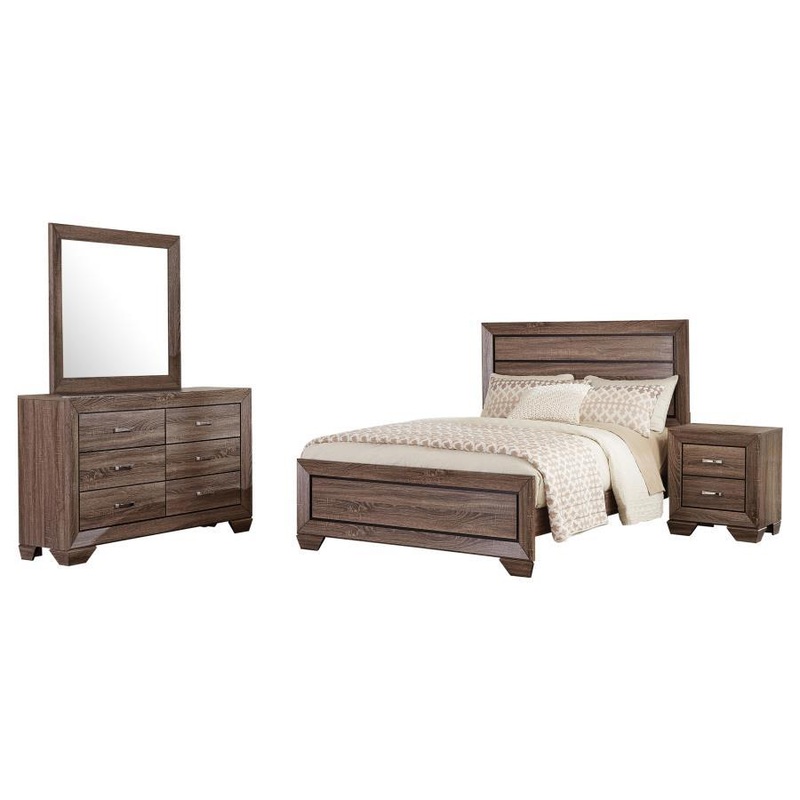 Kauffman – Transitional High Headboard Panel Bed Bedroom Set