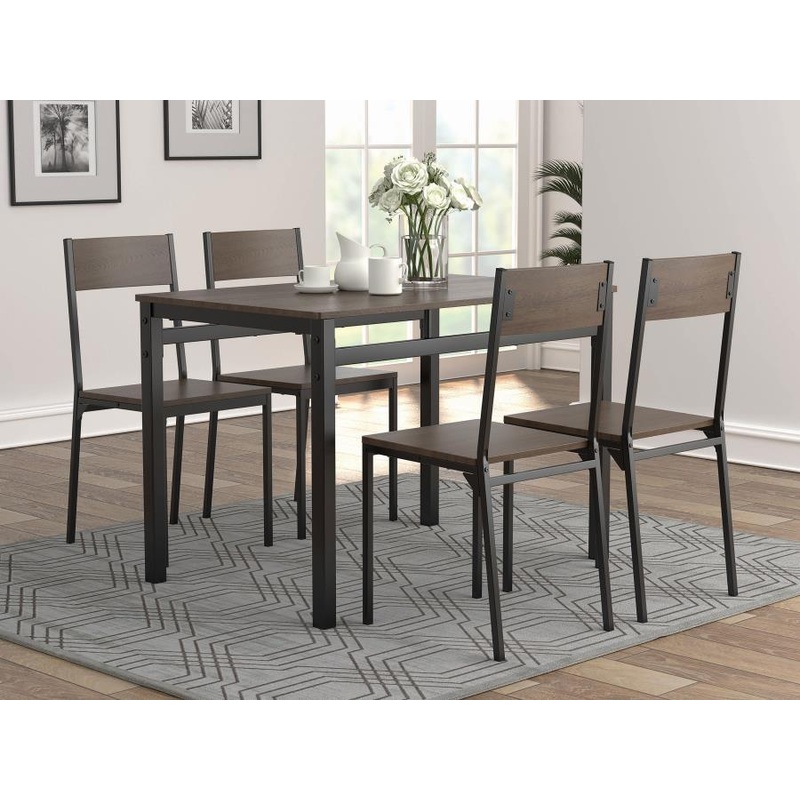 Lana – 5 Piece Rectangular Dining Set – Dark Brown And Black
