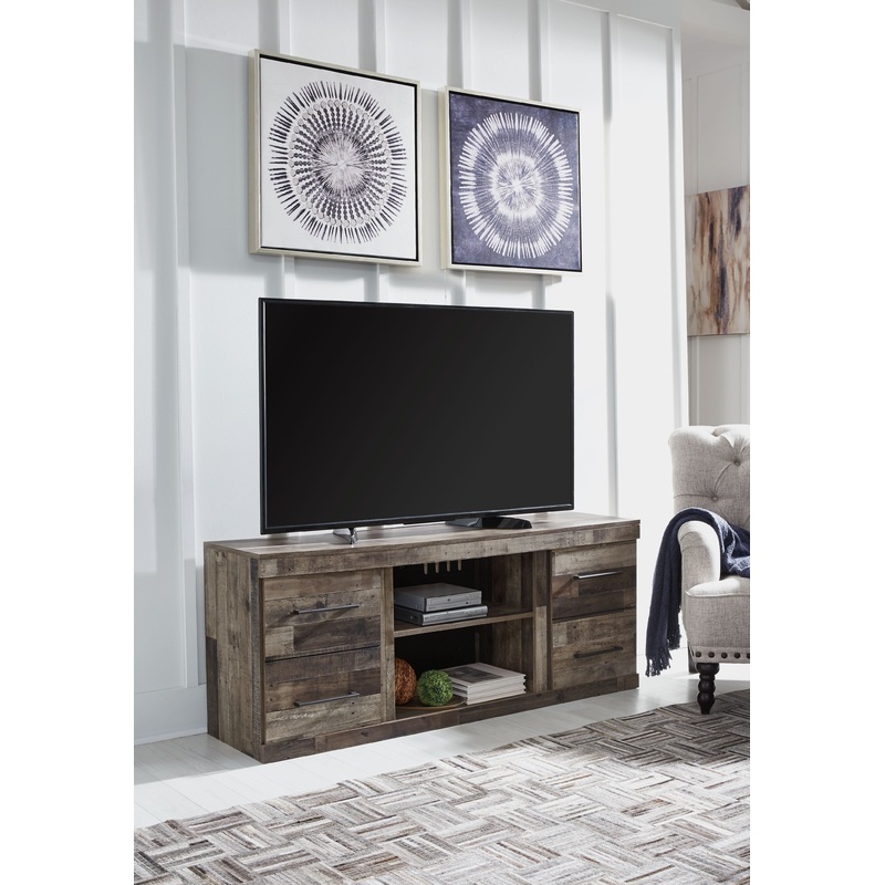 Derekson – LG TV Stand w/Fireplace Option – Multi Gray