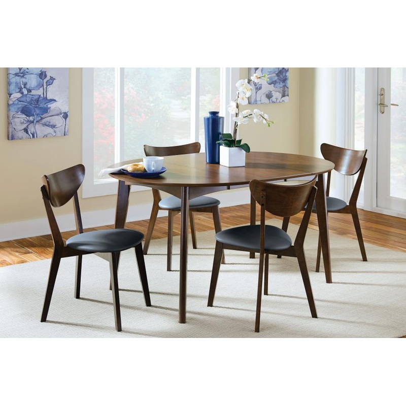 Jedda – 5 Piece Oval Dining Table Set – Dark Walnut