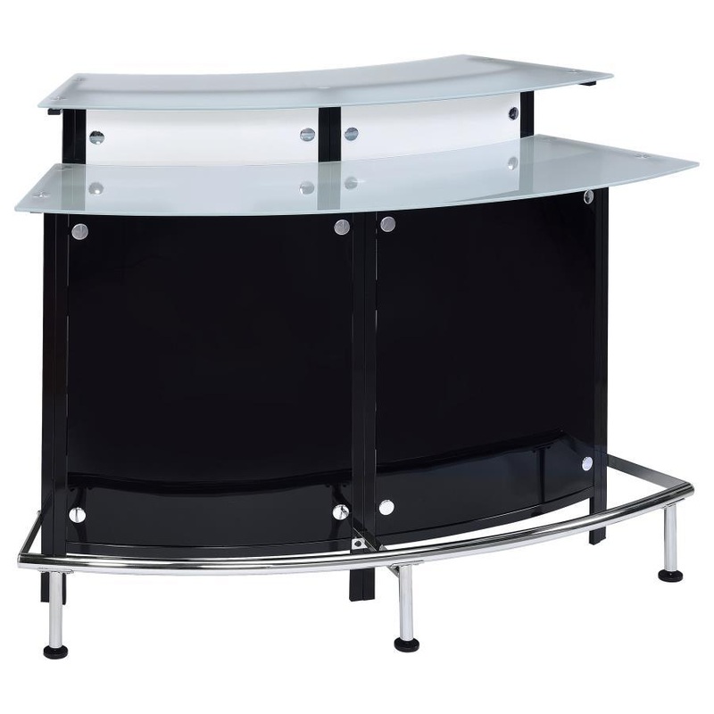 Keystone – Curved Glass Top Home Bar Wine Cabinet – Black