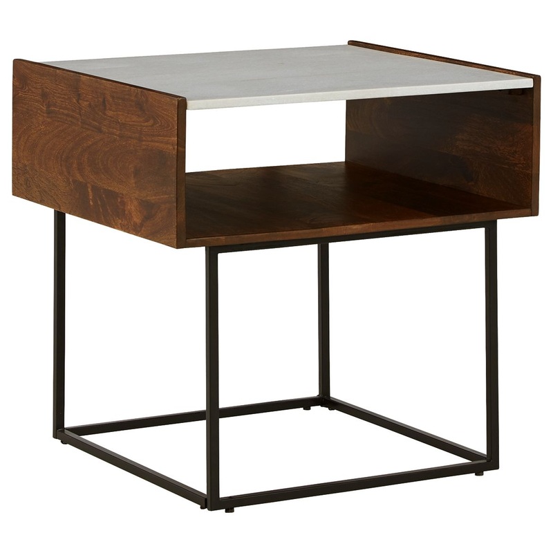 Rusitori – Rectangular End Table – Brown / Beige / White