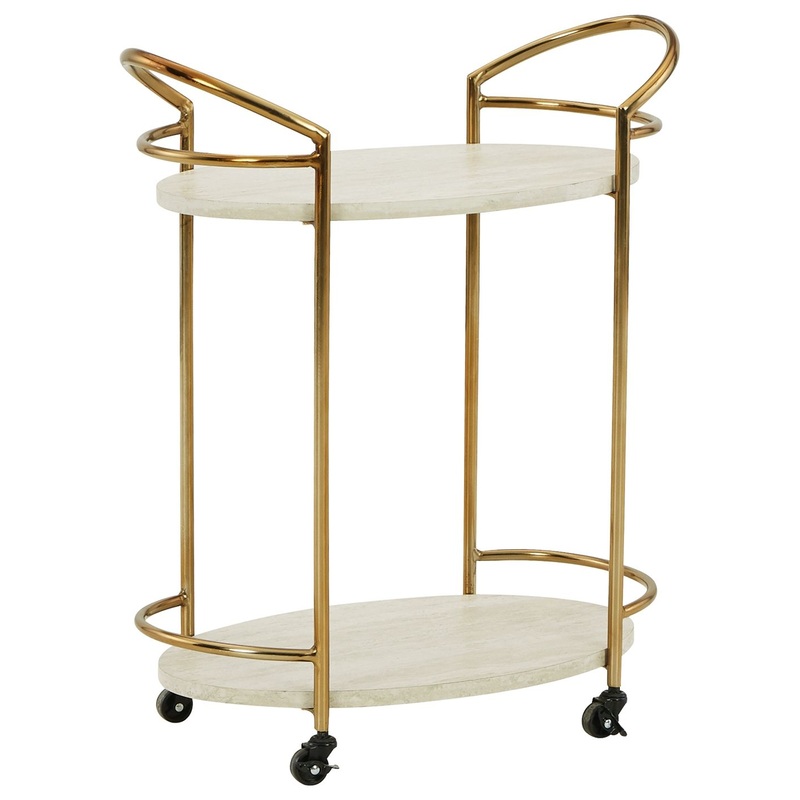 Tarica – Bar Cart – Cream / Gold Finish