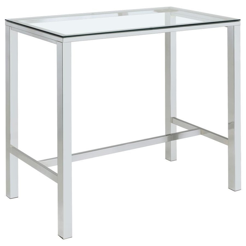 Tolbert – Rectangular Glass Top Pub Bar Table – Chrome