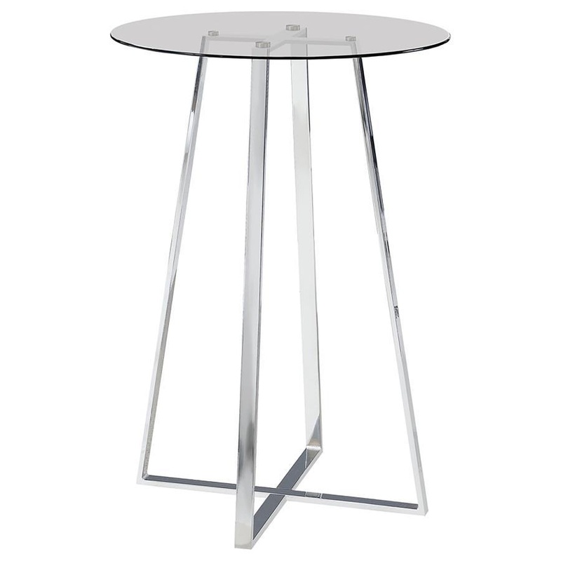 Zanella – Round Glass Top Bistro Bar Table – Chrome