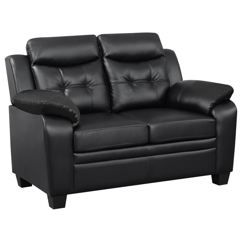 Finley – Upholstered Padded Arm Tufted Loveseat – Black