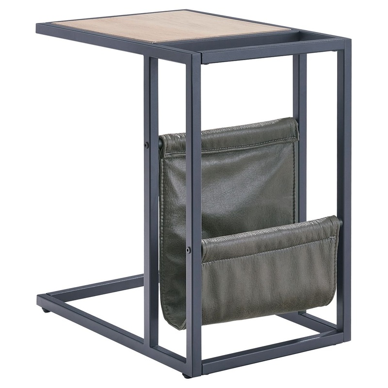 Freslowe – Chair Side End Table with Magazine Basket – Light Brown / Black