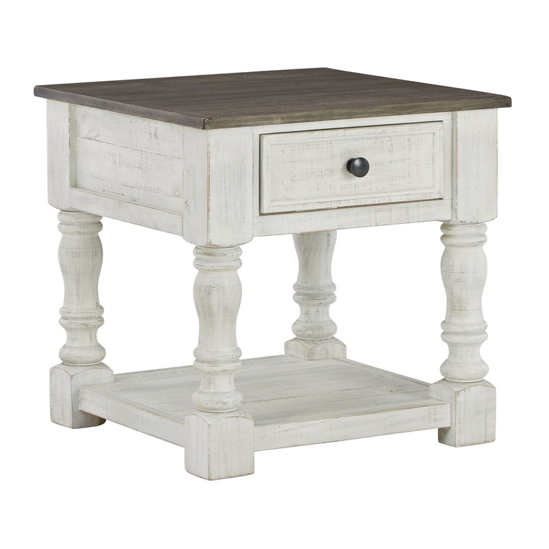 Havalance – Square End Table – White / Gray