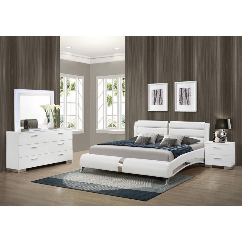 Jeremaine – Upholstered Platform Bedroom Set With LED