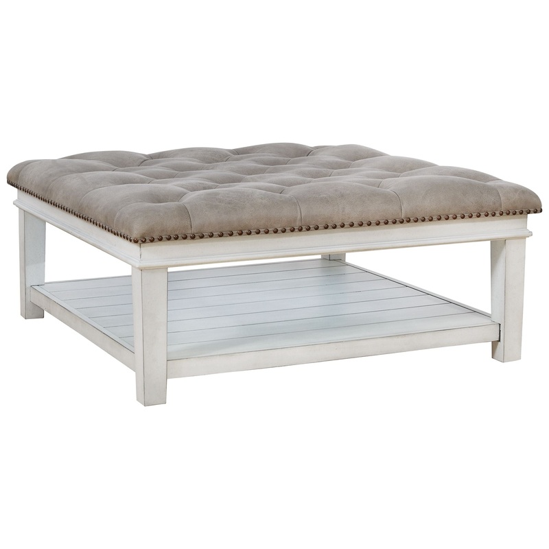 Kanwyn – Uph Ottoman Cocktail Table – Whitewash