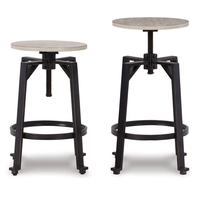 Karisslyn – Swivel Stool (Set of 2) – Whitewash / Black