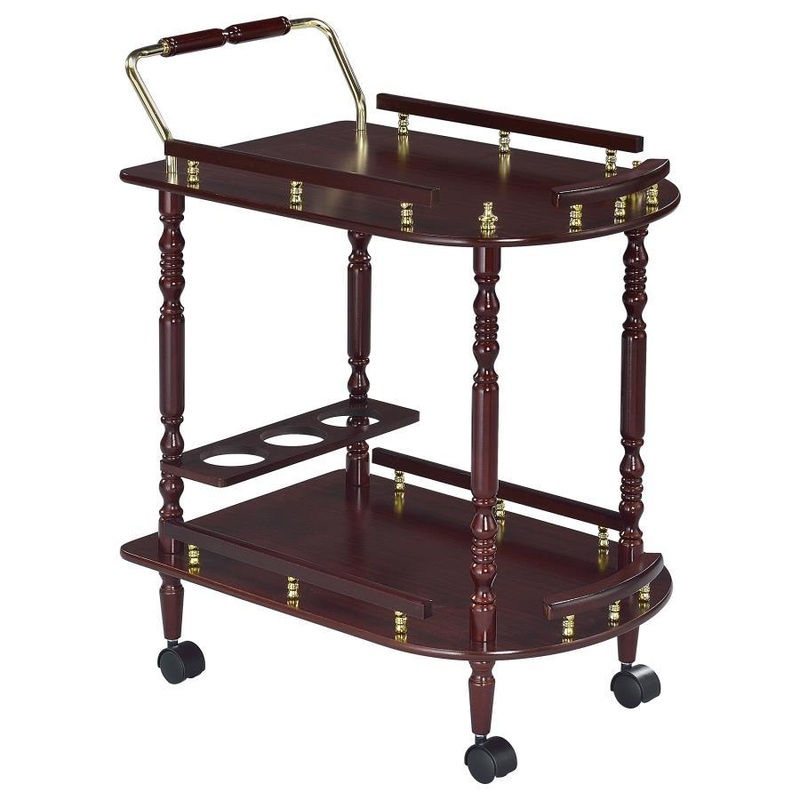 Palmer – 2-Tier Rectangular Wood Bar Cart – Merlot