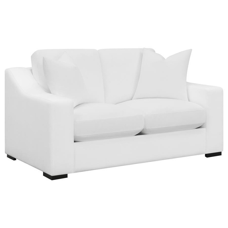 Ashlyn – Upholstered Sloped Arm Loveseat – White