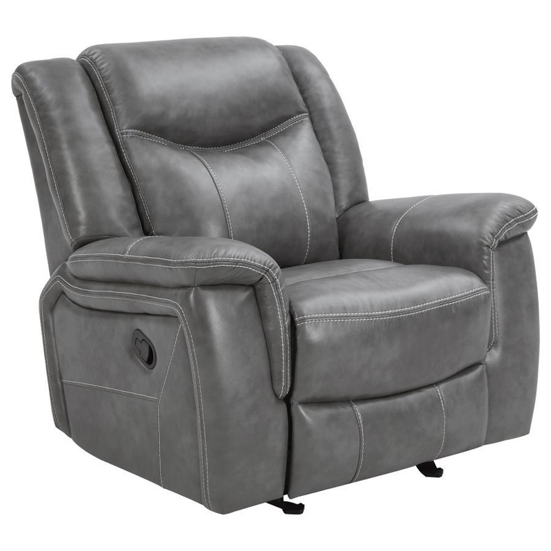 Conrad – Upholstered Padded Arm Glider Recliner – Gray