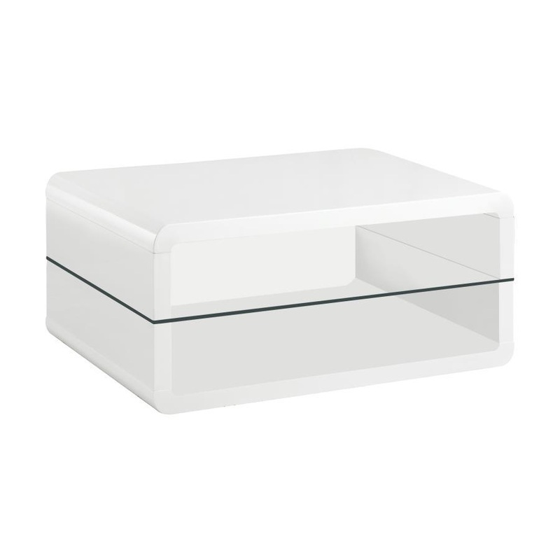 Elana – 1-Shelf Rectangular Coffee Table – White High Gloss