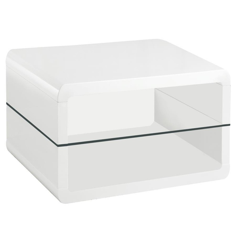 Elana – 1-Shelf Rectangular Side End Table – White High Gloss