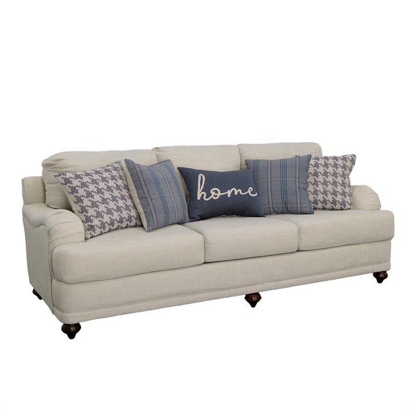 Glenn – Upholstered English Arm Sofa – Light Gray And Blue