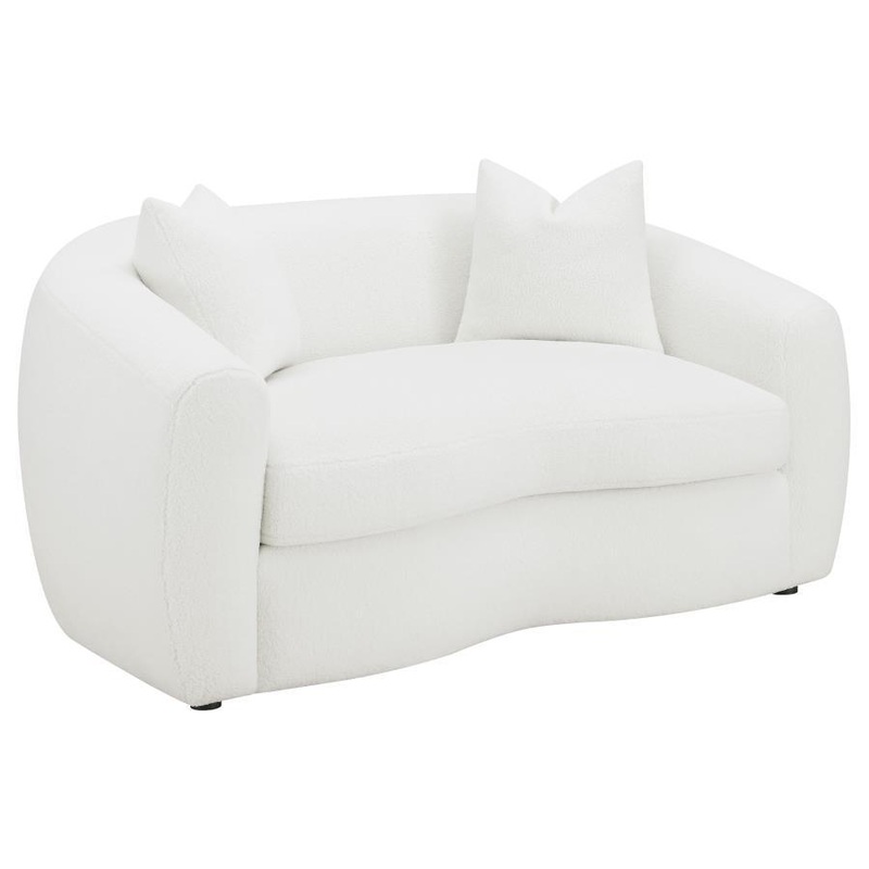 Isabella – Faux Sheepskin Upholstered Loveseat Natural – Ivory