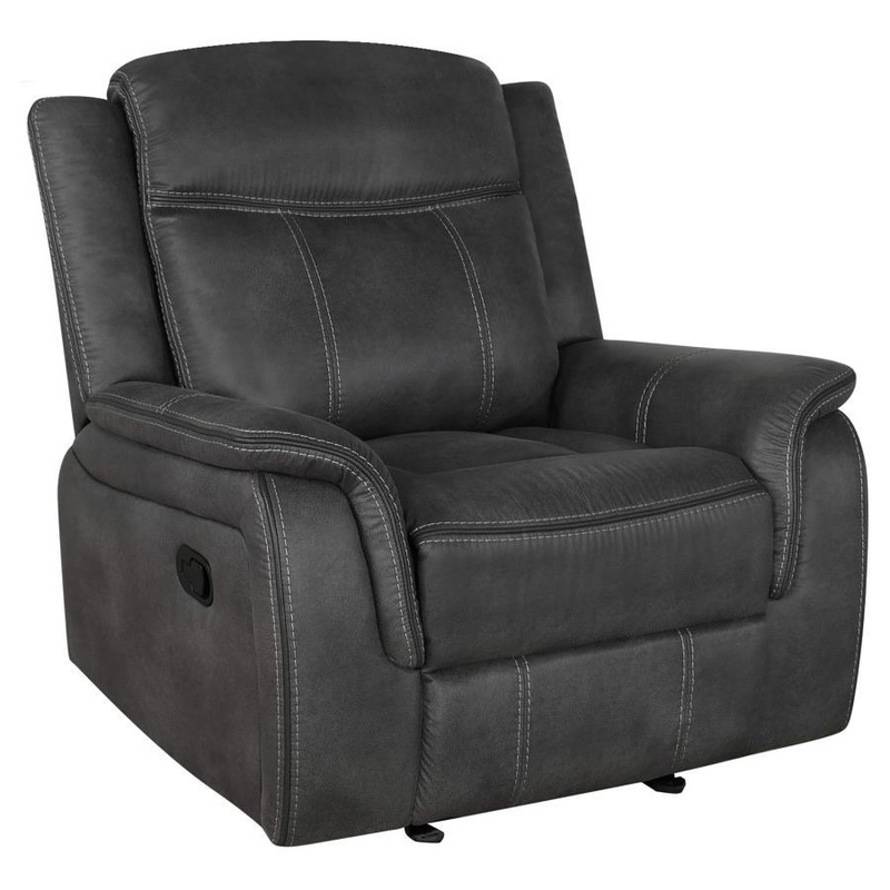 Lawrence – Upholstered Padded Arm Glider Recliner – Charcoal