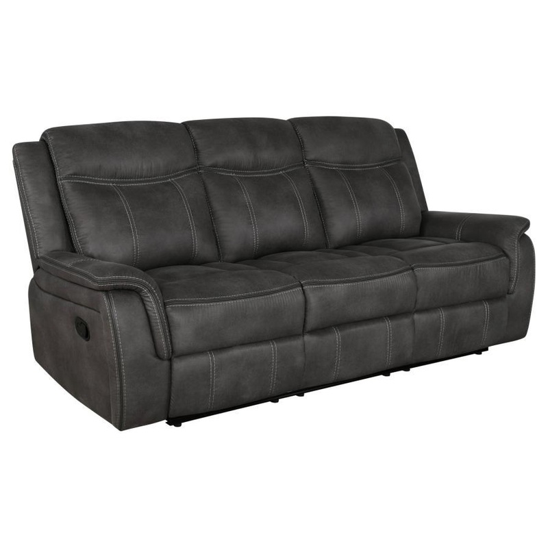 Lawrence – Upholstered Padded Arm Reclining Sofa – Charcoal