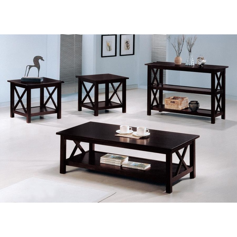 Rachelle – 3 Piece Rectangular Coffee Table Set – Deep Merlot