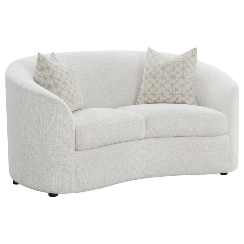 Rainn – Boucle Upholstered Sloped Arm Loveseat – Latte