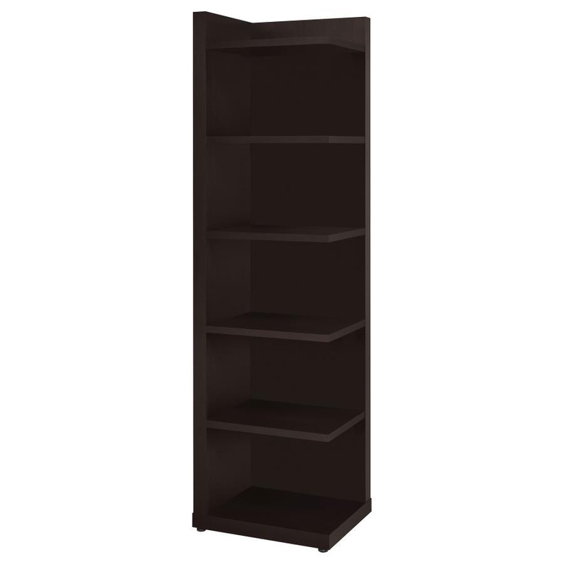 Alder – 6-Shelf Corner Bookcase – Cappuccino