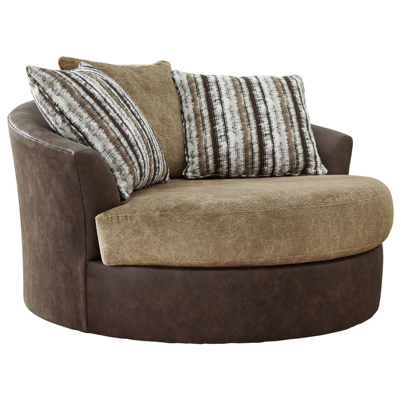 Alesbury – Oversized Swivel Accent Chair – Chocolate