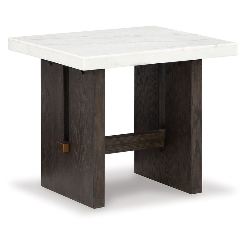 Burkhaus – Rectangular End Table – White / Dark Brown