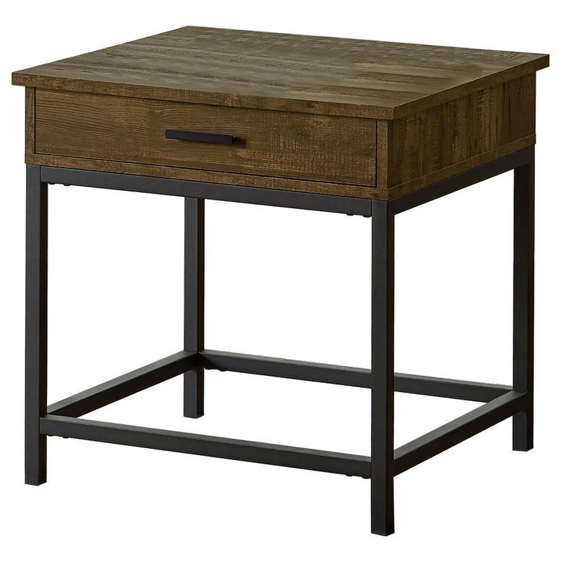Byers – 1-Drawer Square Engineered Wood End Table – Brown Oak