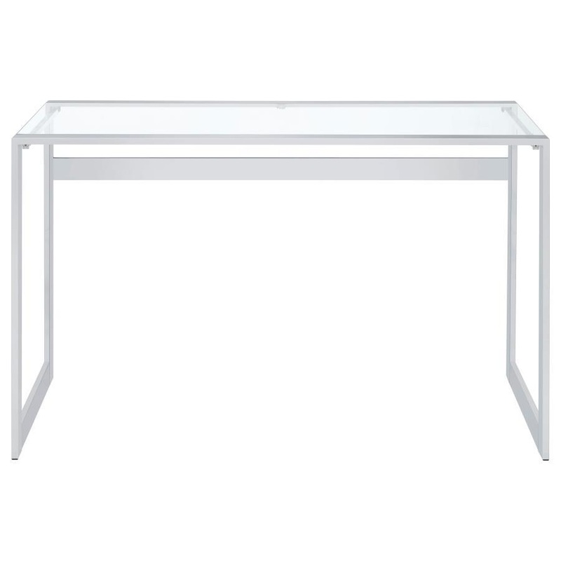 Hartford – Glass Top Writing Desk – Chrome