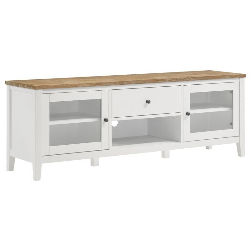 Hollis – 2 Door Wood TV Stand With Drawer – Brown And White