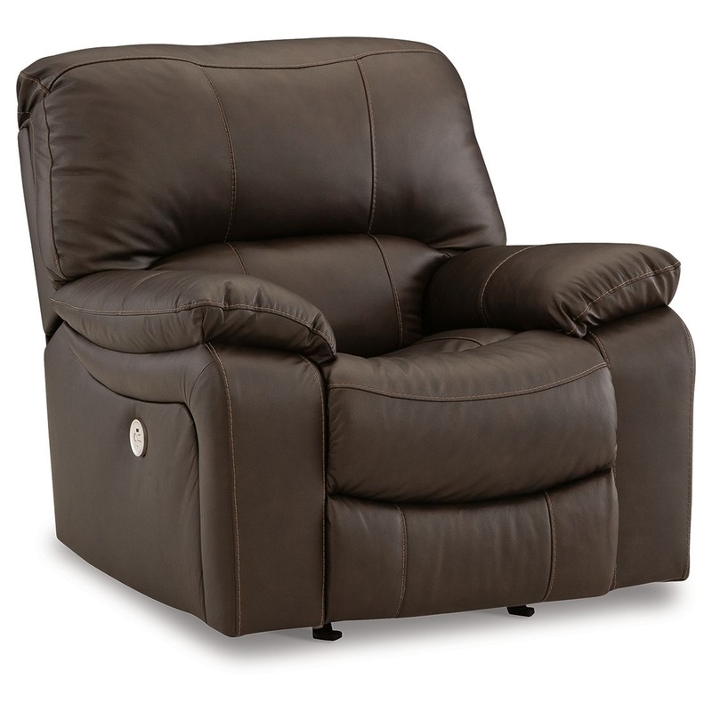 Leesworth – Rocker Recliner|Dark Brown|Blue|Power Reclining