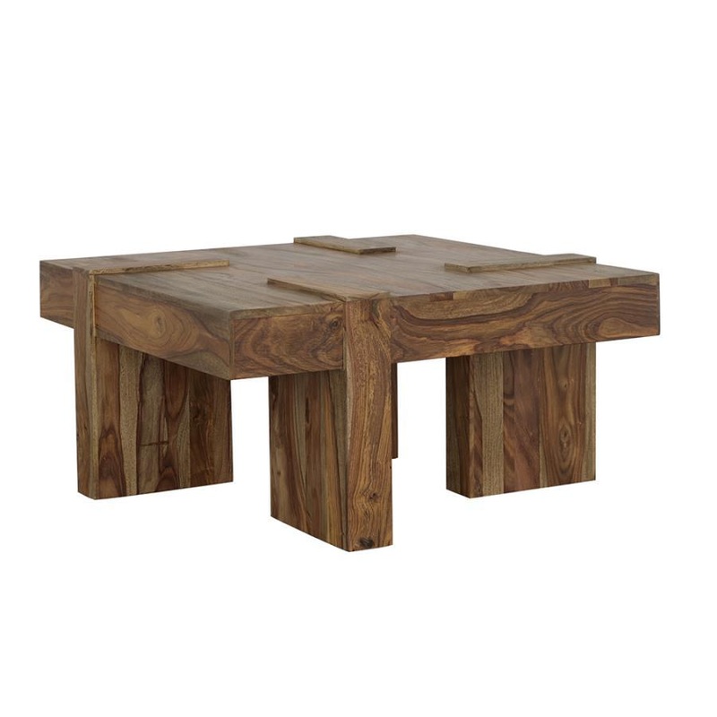 Samira – Square Solid Wood Coffee Table – Natural Sheesham