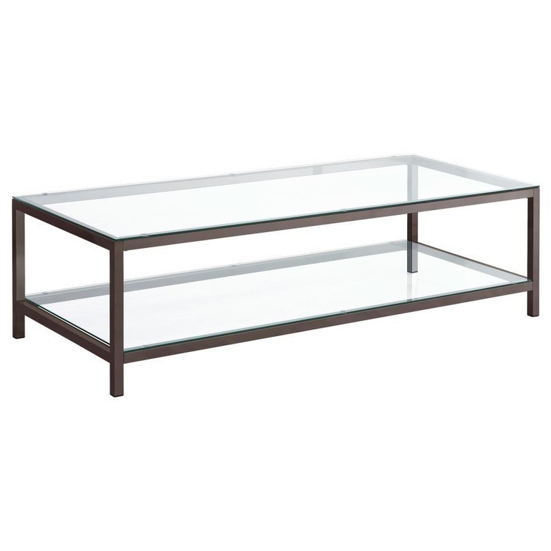 Trini – 1-Shelf Glass Top Coffee Table – Black Nickel