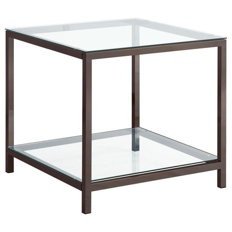 Trini – 1-Shelf Glass Top Side End Table – Black Nickel