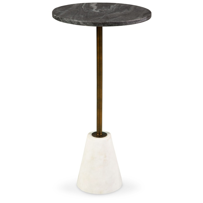 Caramont – Accent Table with White Base – Black / White / Gold Finish
