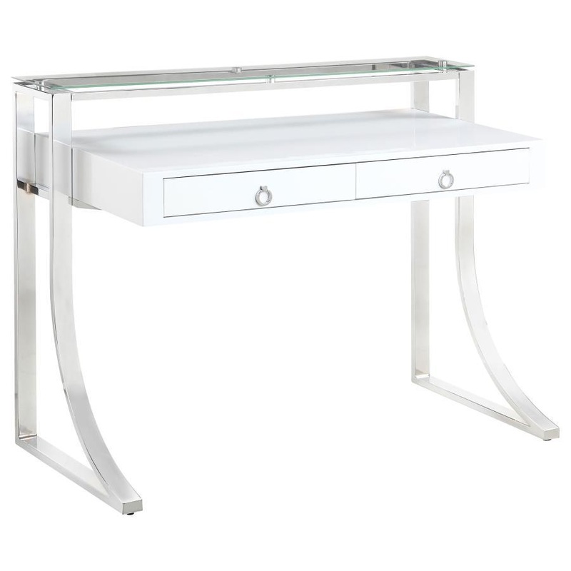 Gemma – 2-Drawer Writing Desk – White High Gloss