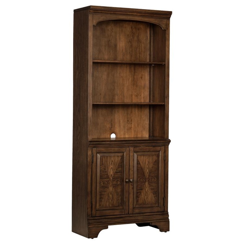Hartshill – 3-Shelf Cabinet Bookcase – Burnished Oak